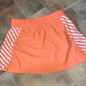 Orange and White Striped Swim Skirt